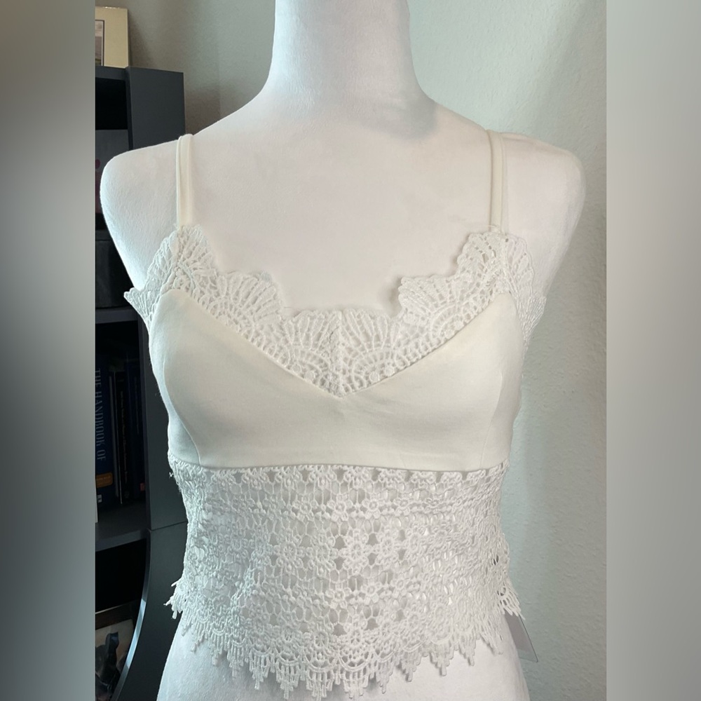 Rehab White Lace Crop Top